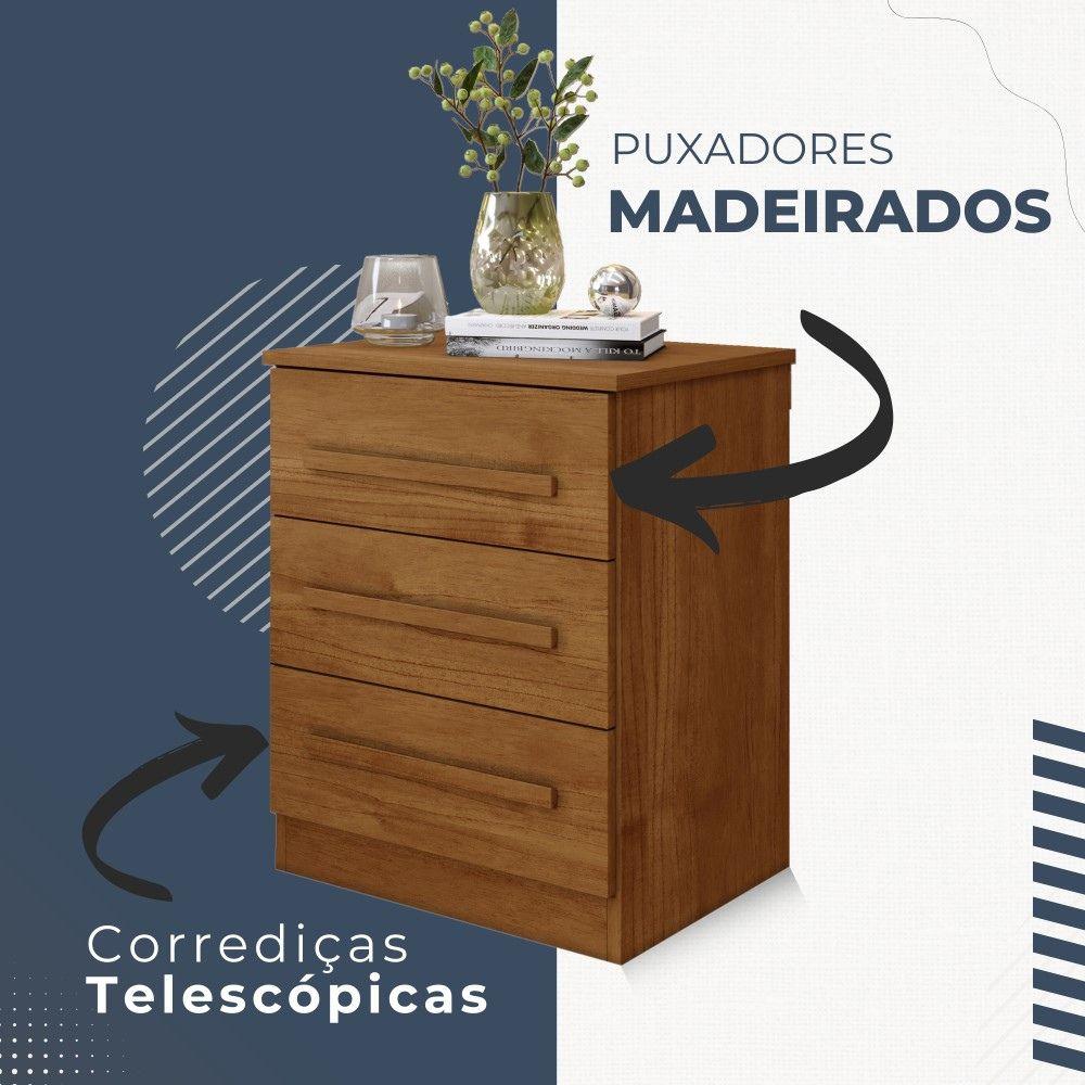 Conjunto 2 Mesas de Cabeceira Império 3 Gavetas Benetil Cinamomo