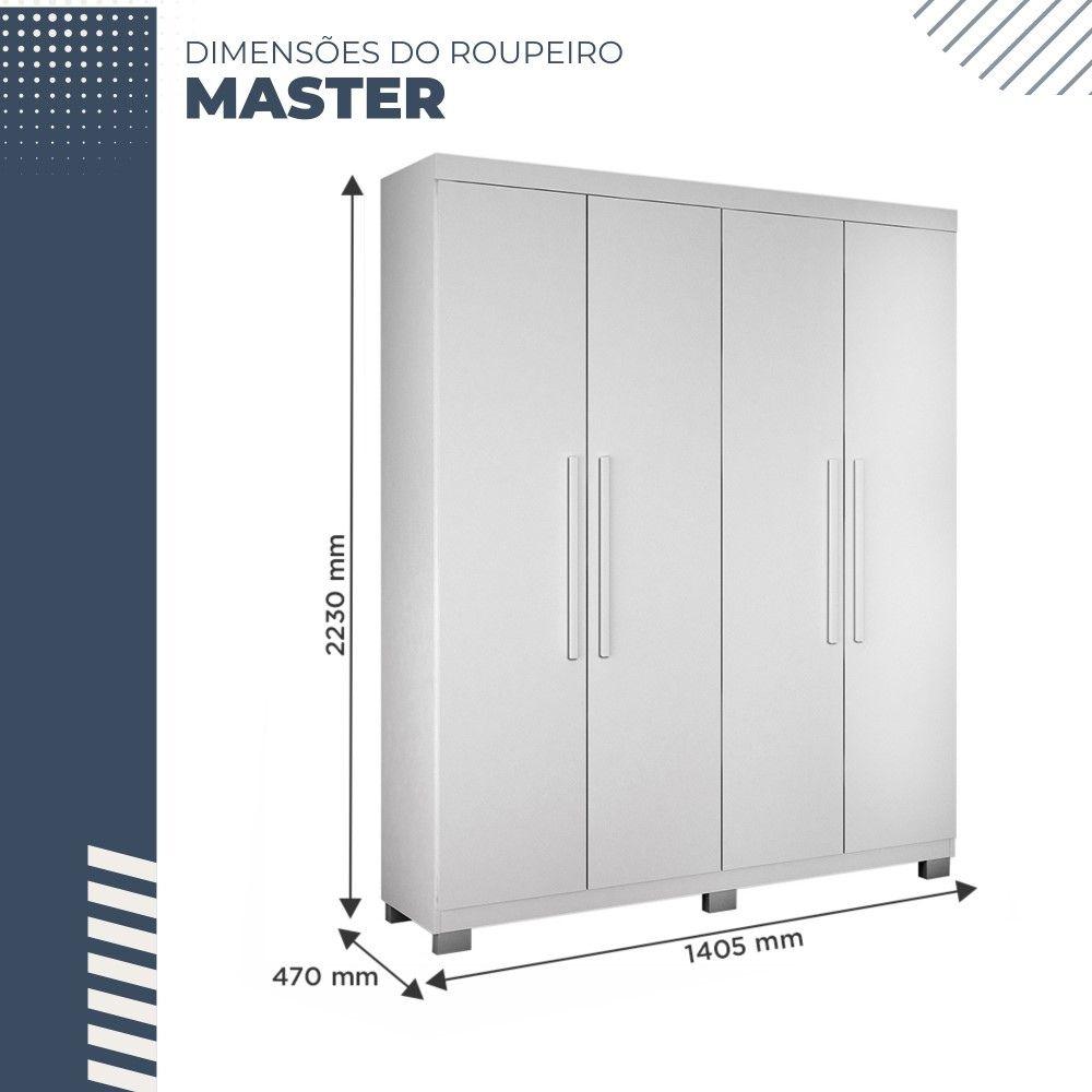 Guarda Roupa 4 Portas 3 Gavetas Master Benetil Branco