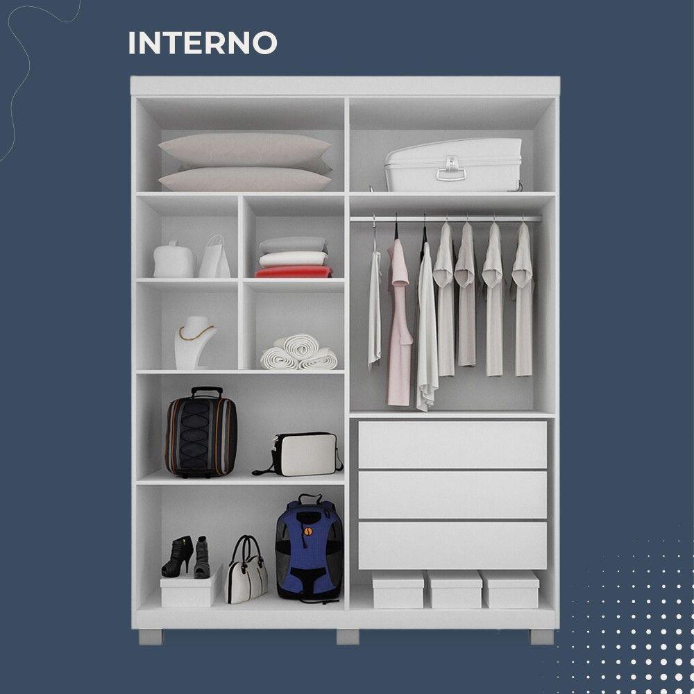 Guarda Roupa 4 Portas 3 Gavetas Master Benetil Branco