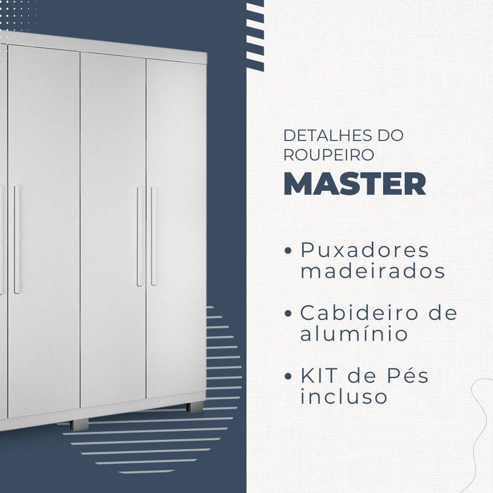 Guarda Roupa 4 Portas 3 Gavetas Master Benetil Branco