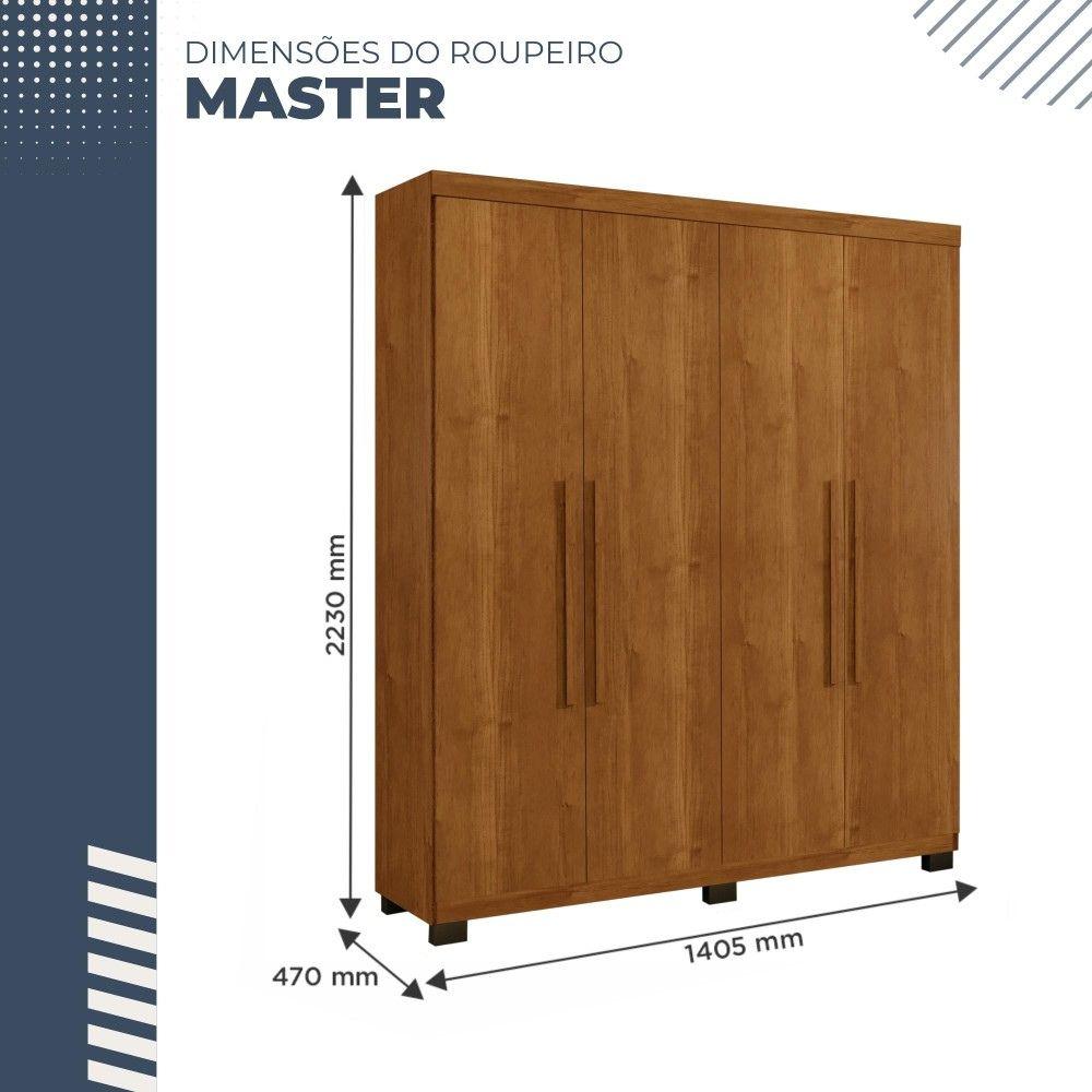 Guarda Roupa 4 Portas 3 Gavetas Master Benetil Cinamomo