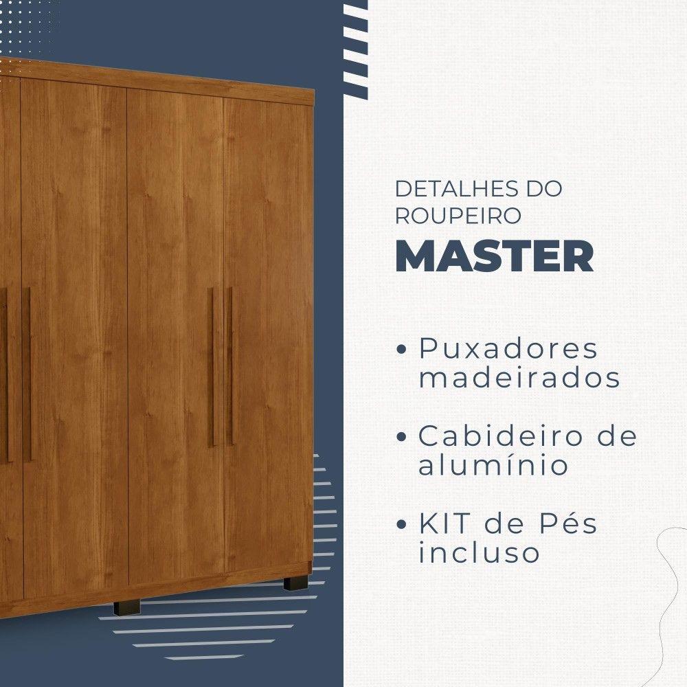Guarda Roupa 4 Portas 3 Gavetas Master Benetil Cinamomo