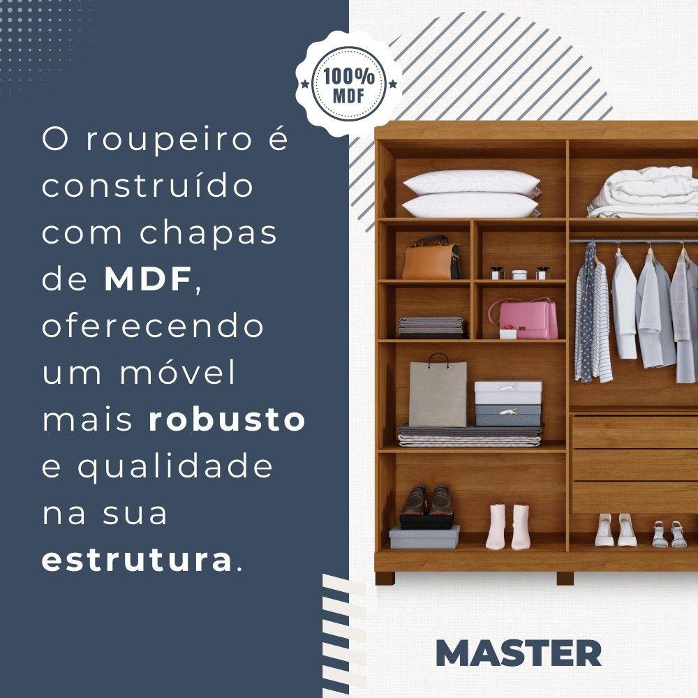 Guarda Roupa 4 Portas 3 Gavetas Master Benetil Cinamomo