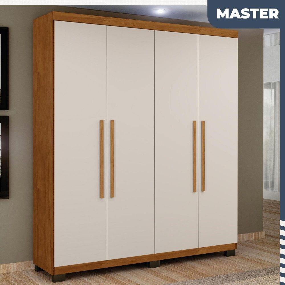 Guarda Roupa 4 Portas 3 Gavetas Master Benetil Cinamomo Off White
