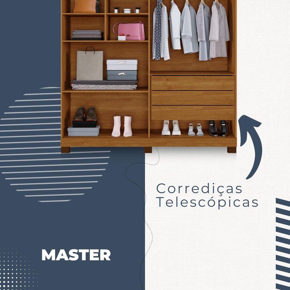 Guarda Roupa 4 Portas 3 Gavetas Master Benetil Cinamomo Off White