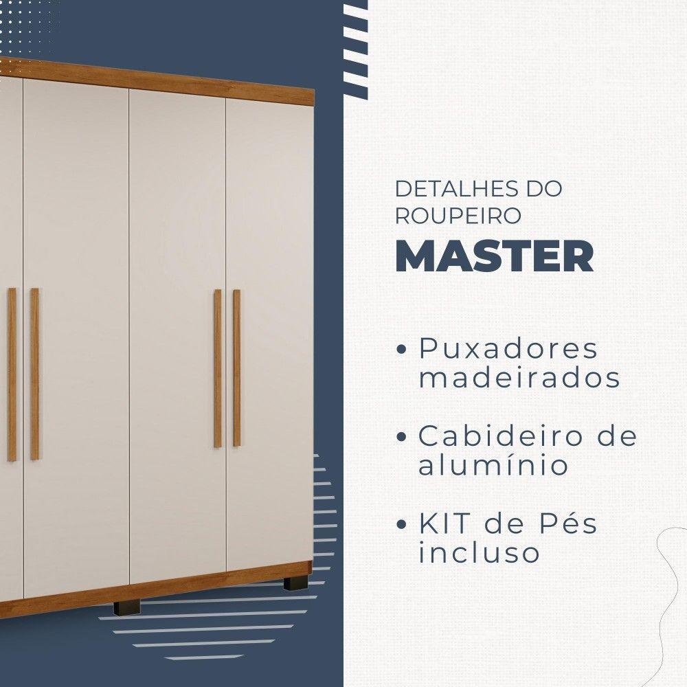 Guarda Roupa 4 Portas 3 Gavetas Master Benetil Cinamomo Off White