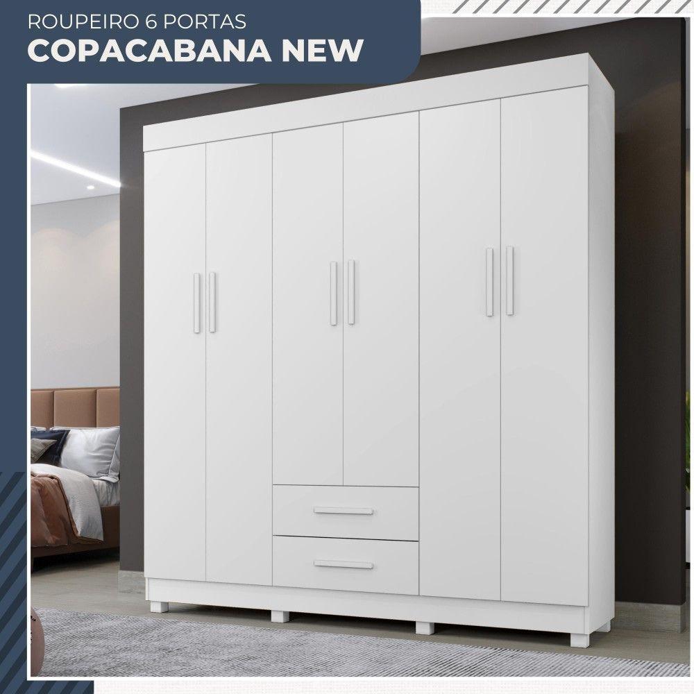 Guarda Roupa 6 Portas 2 Gavetas Copacabana Benetil Branco