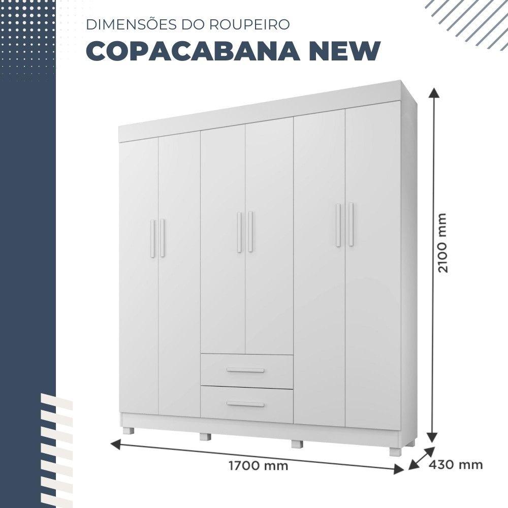 Guarda Roupa 6 Portas 2 Gavetas Copacabana Benetil Branco