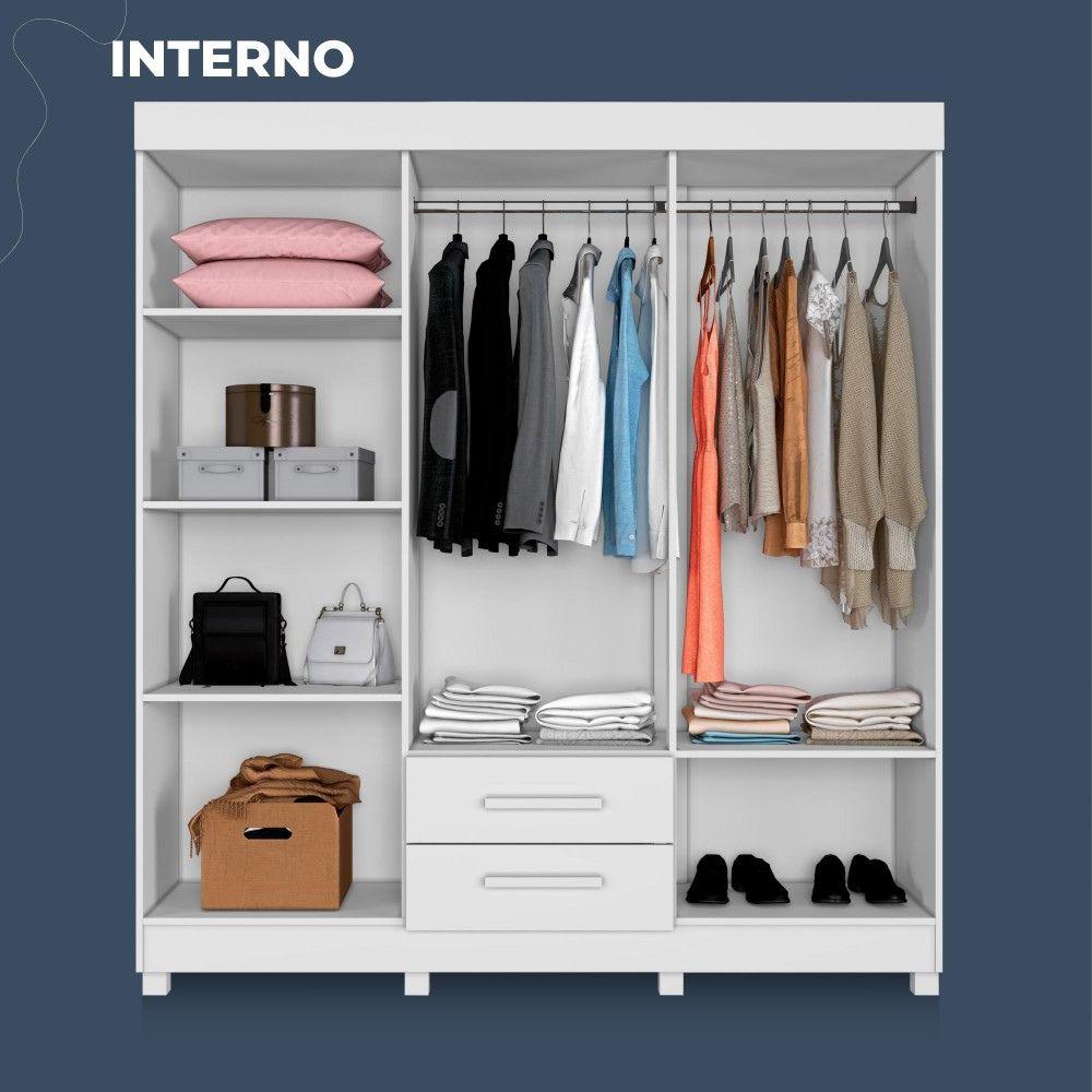 Guarda Roupa 6 Portas 2 Gavetas Copacabana Benetil Branco