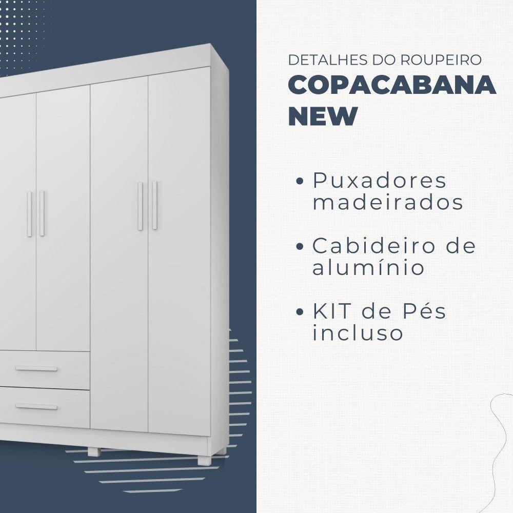 Guarda Roupa 6 Portas 2 Gavetas Copacabana Benetil Branco
