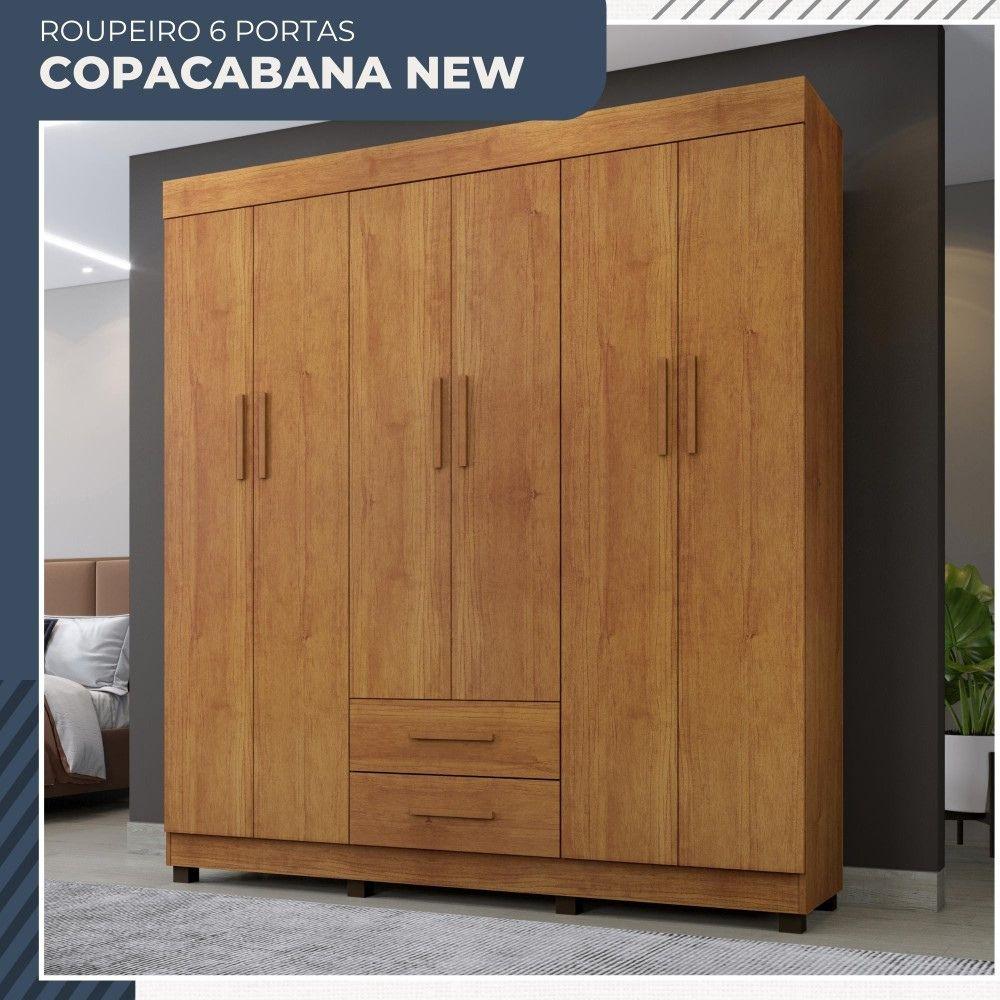 Guarda Roupa 6 Portas 2 Gavetas Copacabana Benetil Cinamomo