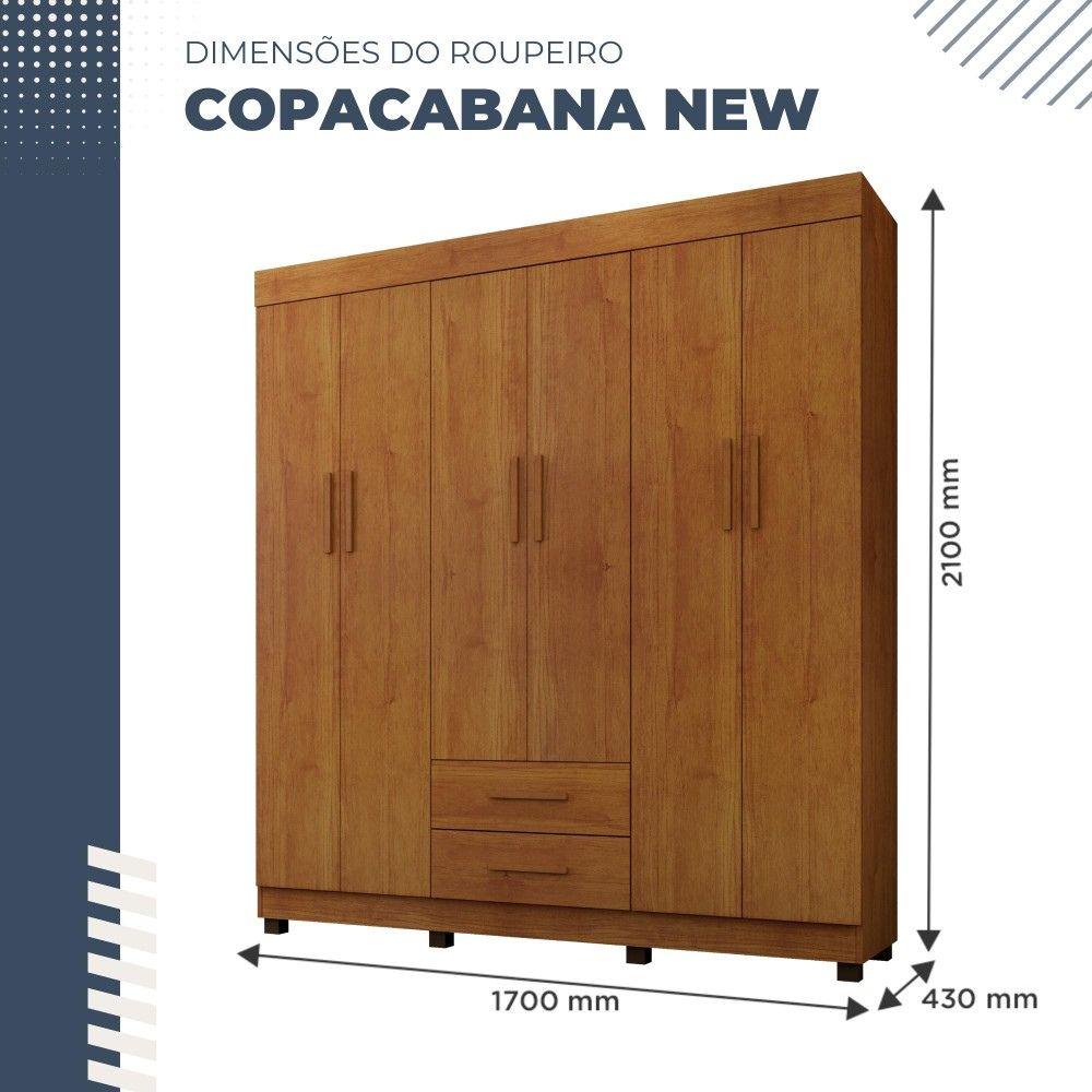 Guarda Roupa 6 Portas 2 Gavetas Copacabana Benetil Cinamomo