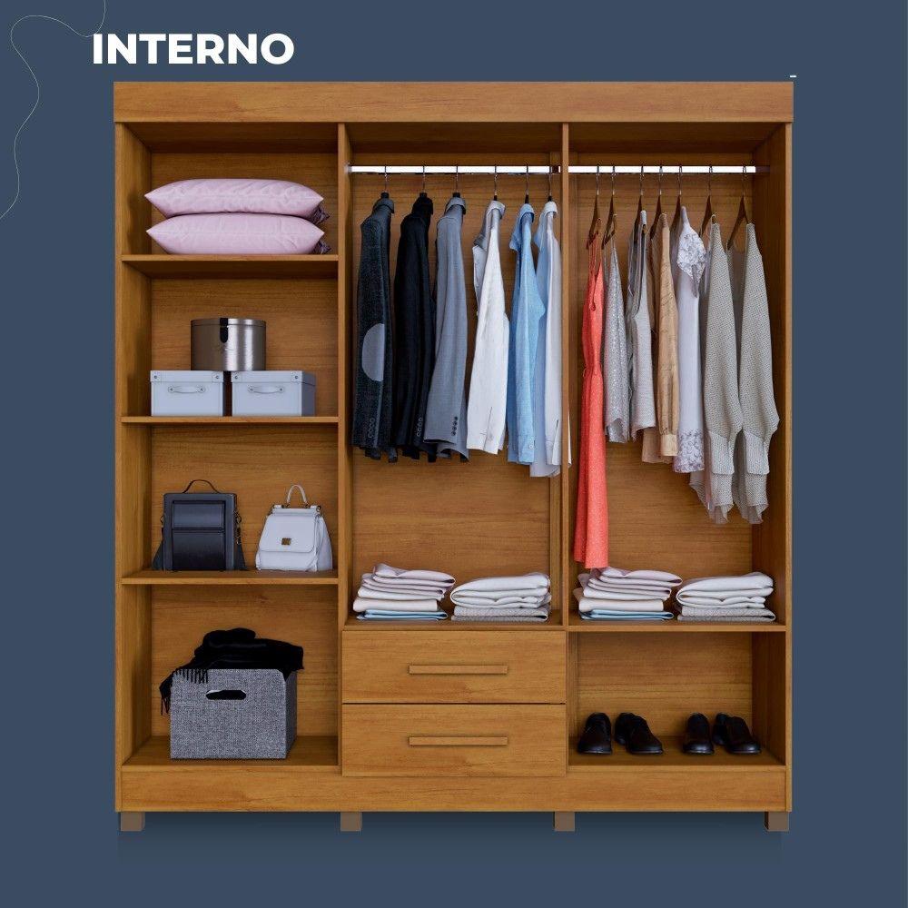Guarda Roupa 6 Portas 2 Gavetas Copacabana Benetil Cinamomo