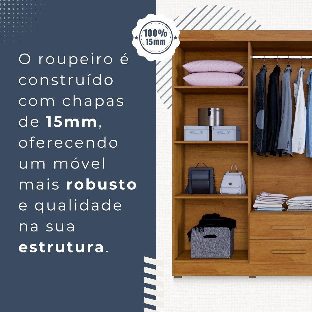 Guarda Roupa 6 Portas 2 Gavetas Copacabana Benetil Cinamomo