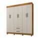 Guarda Roupa 6 Portas 2 Gavetas Copacabana Benetil Cinamomo Off White