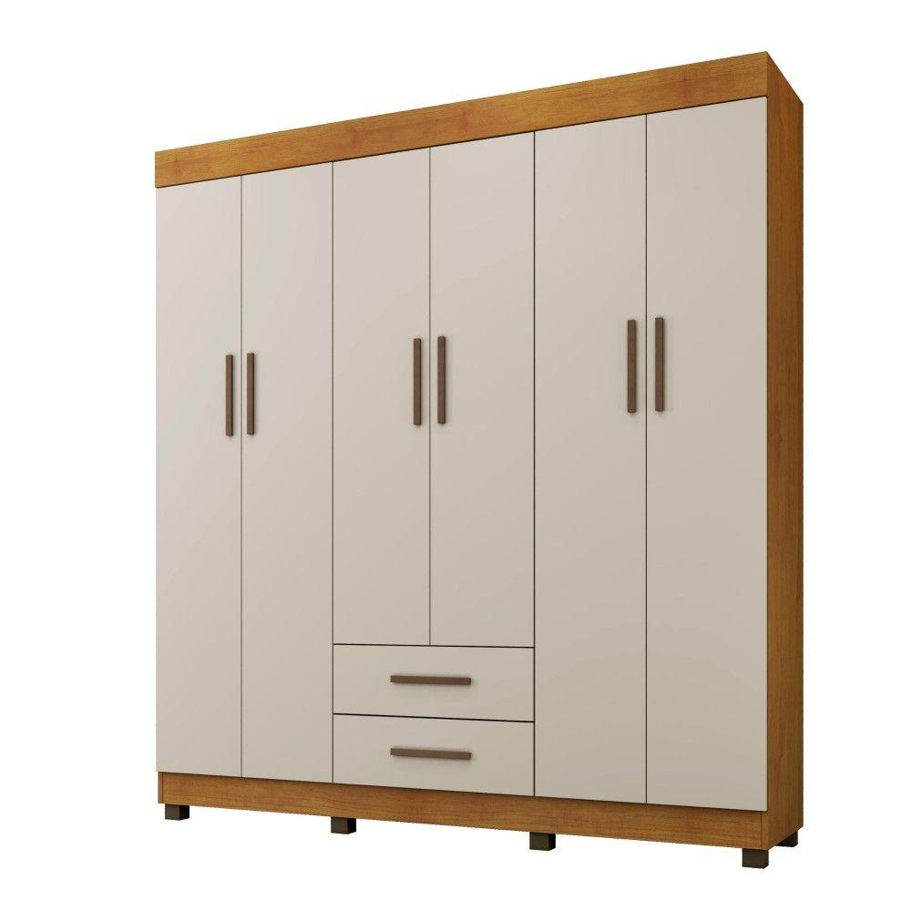 Guarda Roupa 6 Portas 2 Gavetas Copacabana Benetil Cinamomo Off White