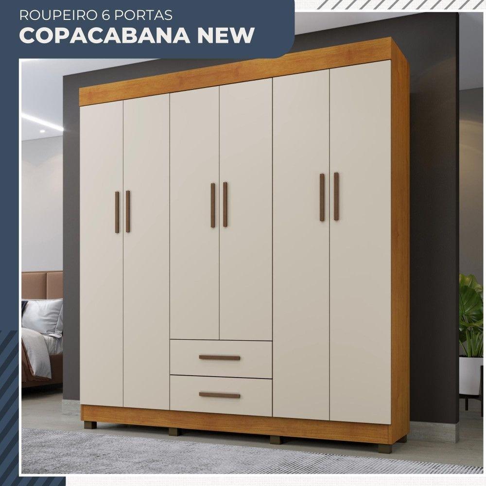 Guarda Roupa 6 Portas 2 Gavetas Copacabana Benetil Cinamomo Off White