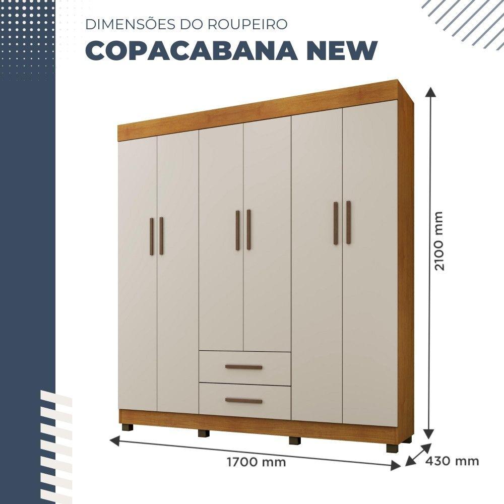 Guarda Roupa 6 Portas 2 Gavetas Copacabana Benetil Cinamomo Off White