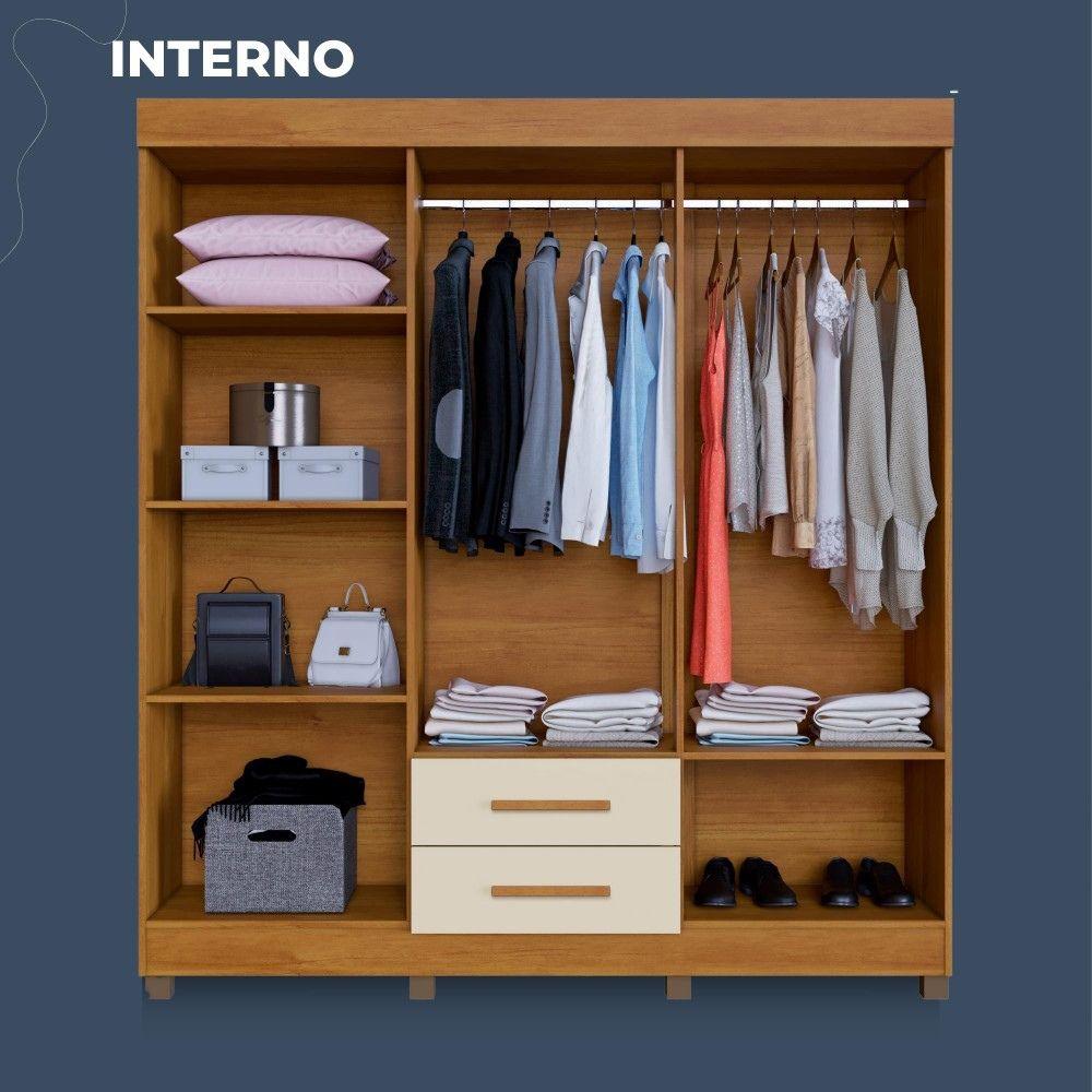Guarda Roupa 6 Portas 2 Gavetas Copacabana Benetil Cinamomo Off White