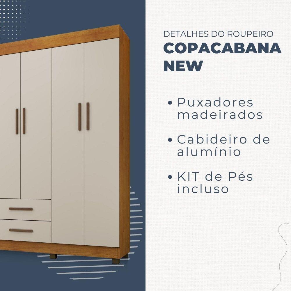 Guarda Roupa 6 Portas 2 Gavetas Copacabana Benetil Cinamomo Off White