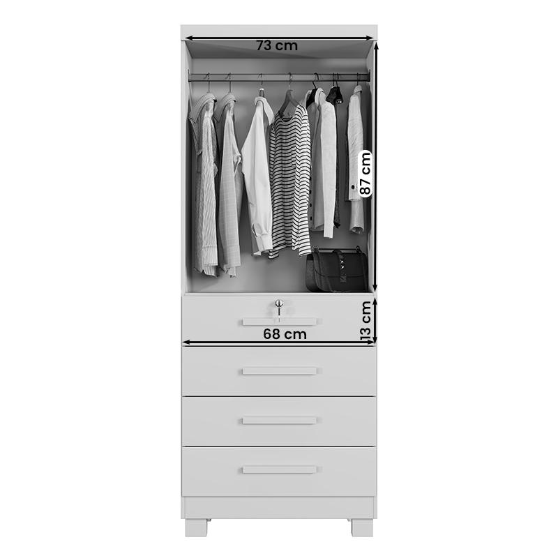 Guarda Roupa New Maia Quarto com 4 Gavetas e 2 Portas Branco