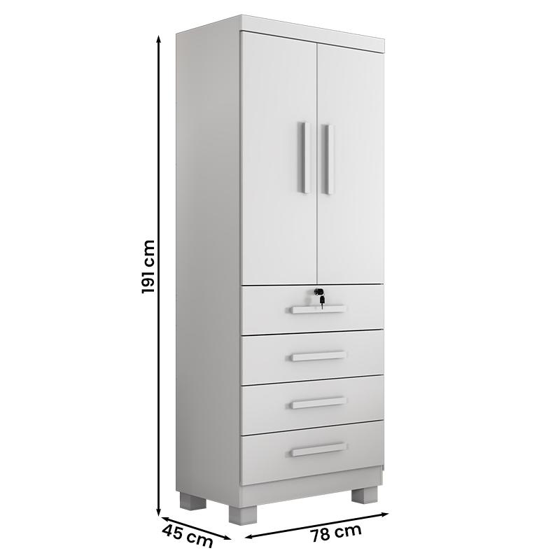 Guarda Roupa New Maia Quarto com 4 Gavetas e 2 Portas Branco