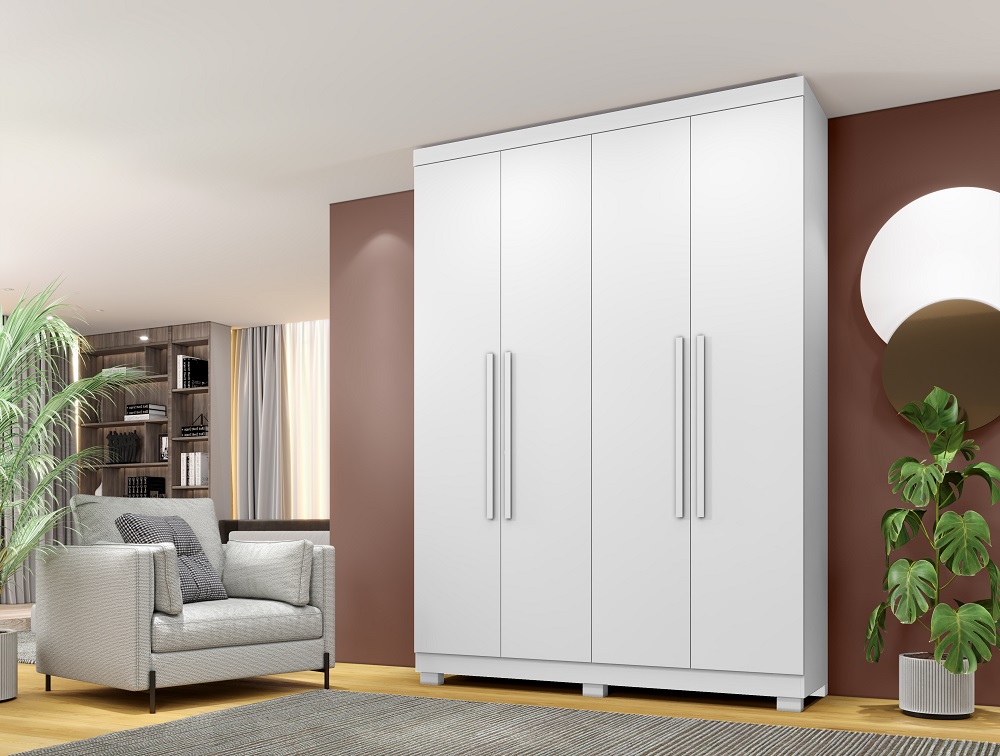 Guarda Roupa 4 Portas New Master Benetil Branco