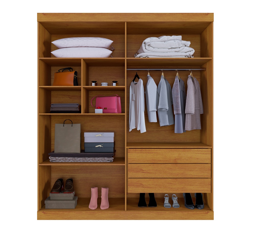 Guarda Roupa 4 Portas New Master Benetil Cinamomo/Platinum