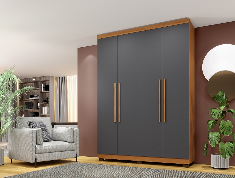 Guarda Roupa 4 Portas New Master Benetil Cinamomo/Platinum
