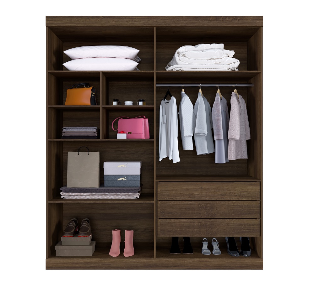 Guarda Roupa 4 Portas New Master Benetil Imbuia/Off White