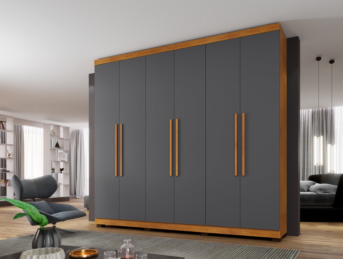 Guarda Roupa 6 Portas New Master Benetil Cinamomo/Platinum