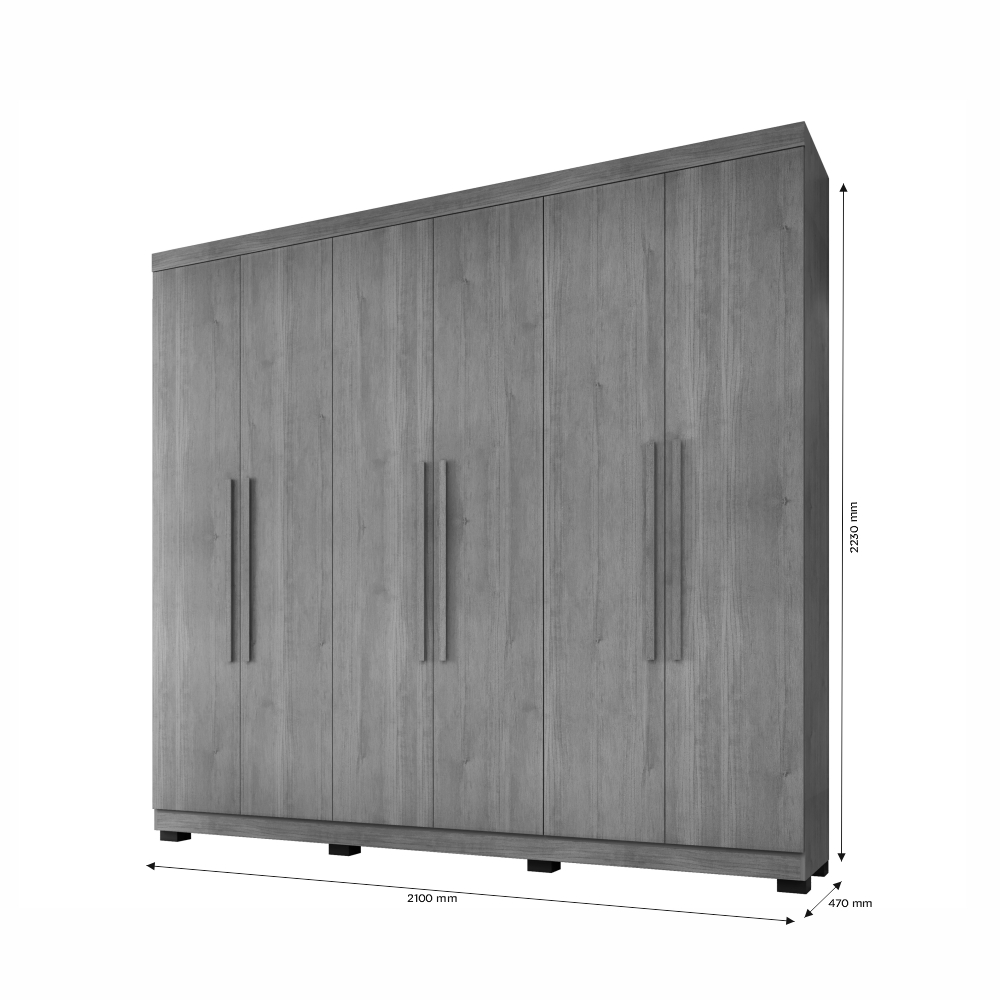 Guarda Roupa 6 Portas New Master Benetil Imbuia/Off White