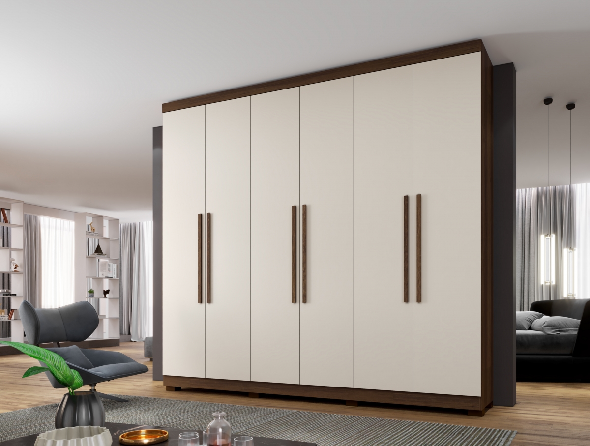 Guarda Roupa 6 Portas New Master Benetil Imbuia/Off White