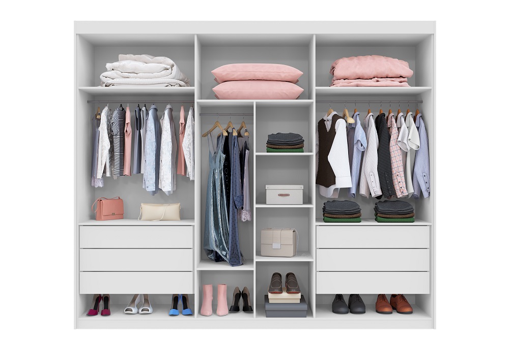 Guarda Roupa Casal 3 Portas 6 Gavetas Com Espelho Firenze Benetil Branco