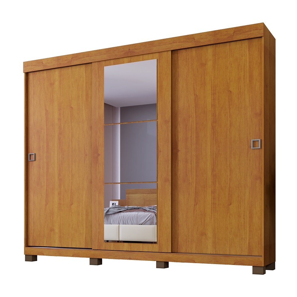 Guarda Roupa Casal 3 Portas 6 Gavetas Com Espelho Firenze Benetil Cinamomo