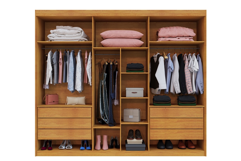 Guarda Roupa Casal 3 Portas 6 Gavetas Com Espelho Firenze Benetil Cinamomo