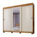Guarda Roupa Casal 3 Portas 6 Gavetas Com Espelho Firenze Benetil Cinamomo/Off White
