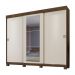 Guarda Roupa Casal 3 Portas 6 Gavetas Com Espelho Firenze Benetil Imbuia/Off White