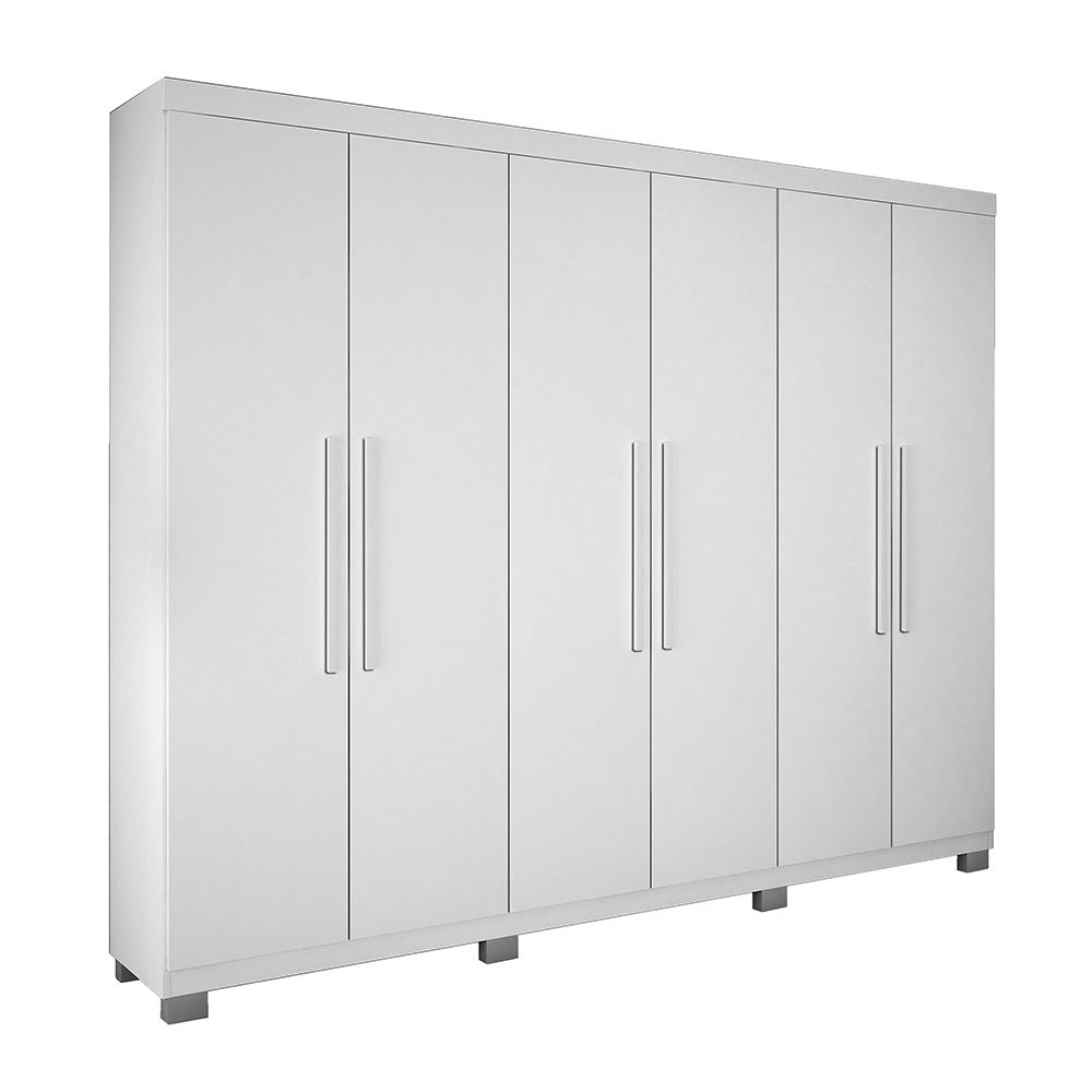 Guarda Roupa Casal 6 Portas 4 Gavetas Master Benetil  Branco