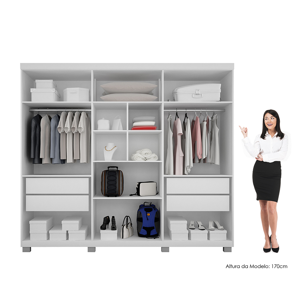 Guarda Roupa Casal 6 Portas 4 Gavetas Master Benetil  Branco