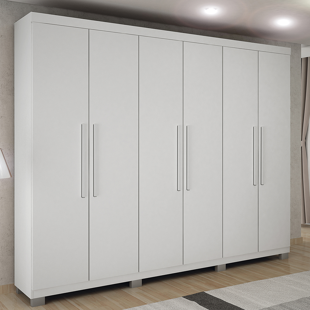 Guarda Roupa Casal 6 Portas 4 Gavetas Master Benetil  Branco