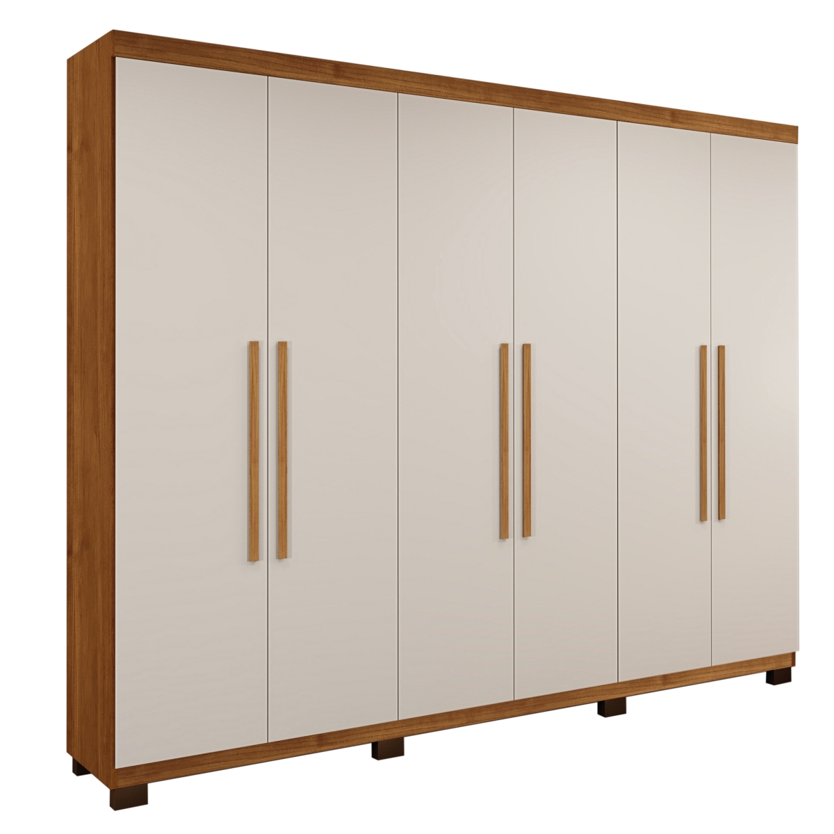 Guarda Roupa Casal 6 Portas 4 Gavetas Master Benetil  Cinamomo/Off White