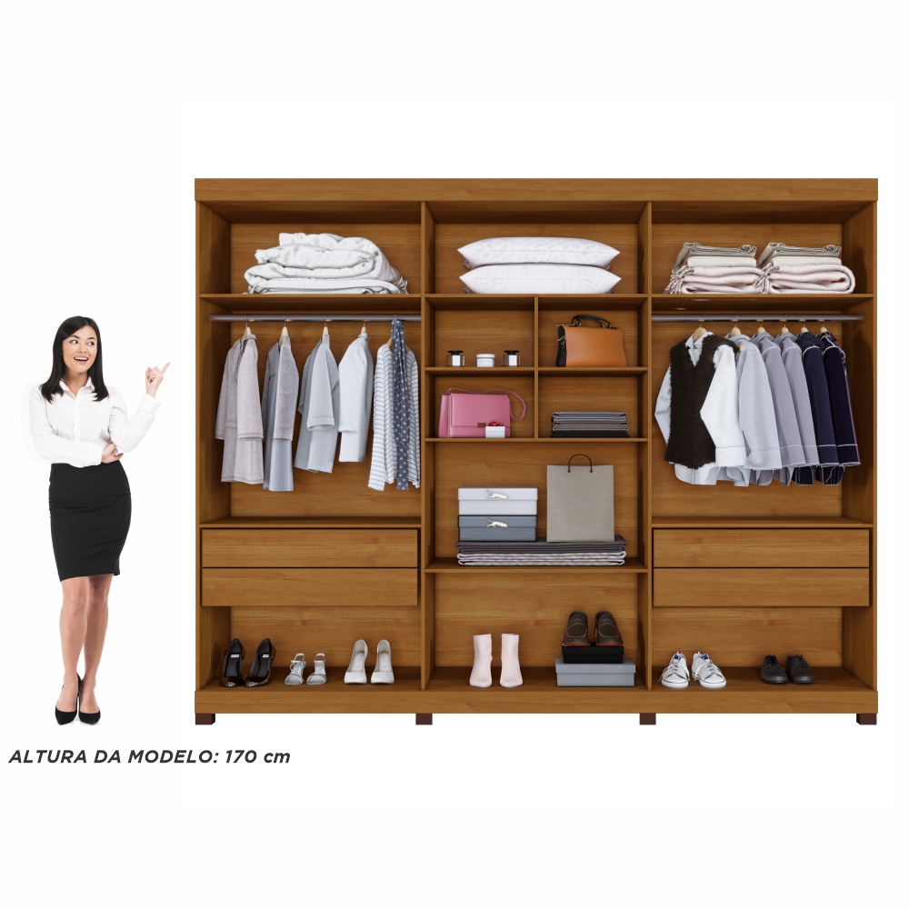 Guarda Roupa Casal 6 Portas 4 Gavetas Master Benetil  Cinamomo/Off White