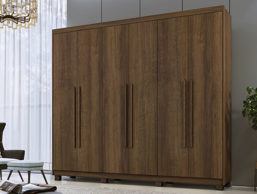 Guarda Roupa Casal 6 Portas Nápoli Benetil  Imbuia