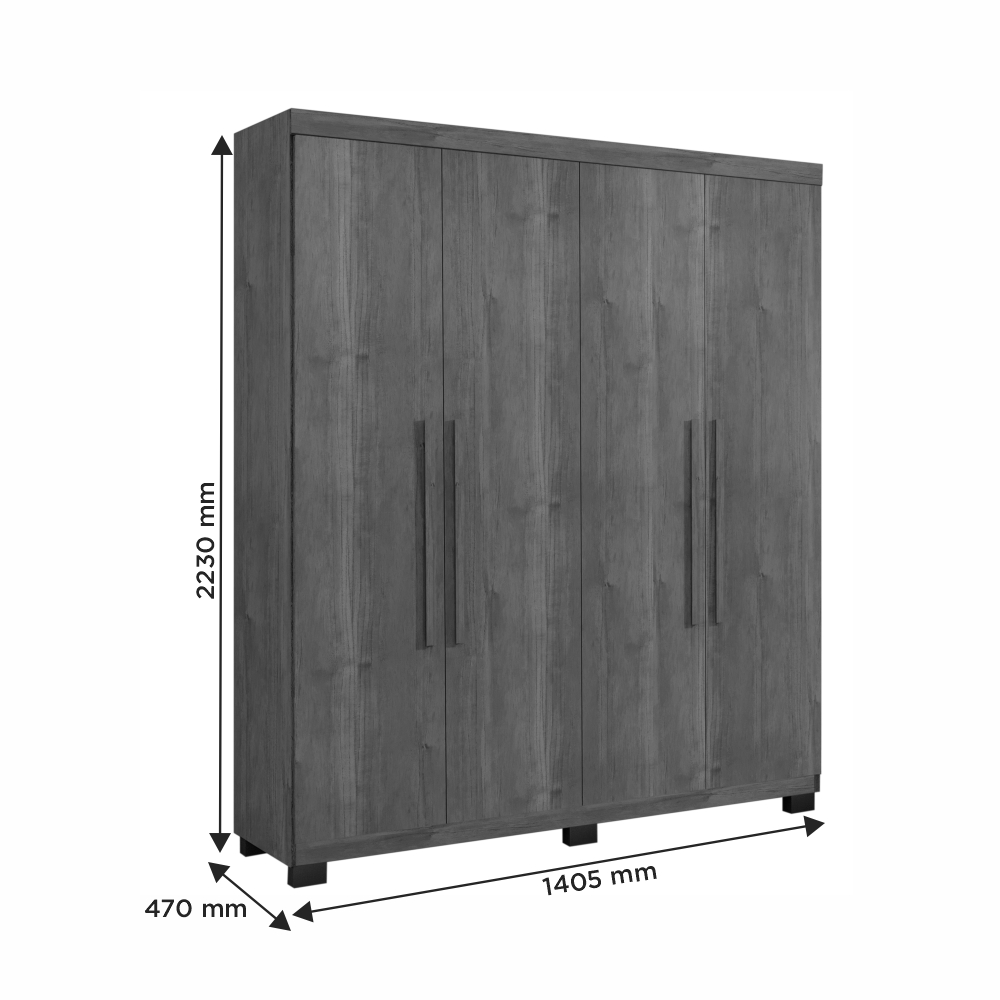 Guarda Roupa Solteiro 4 Portas 3 Gavetas Master Benetil Branco