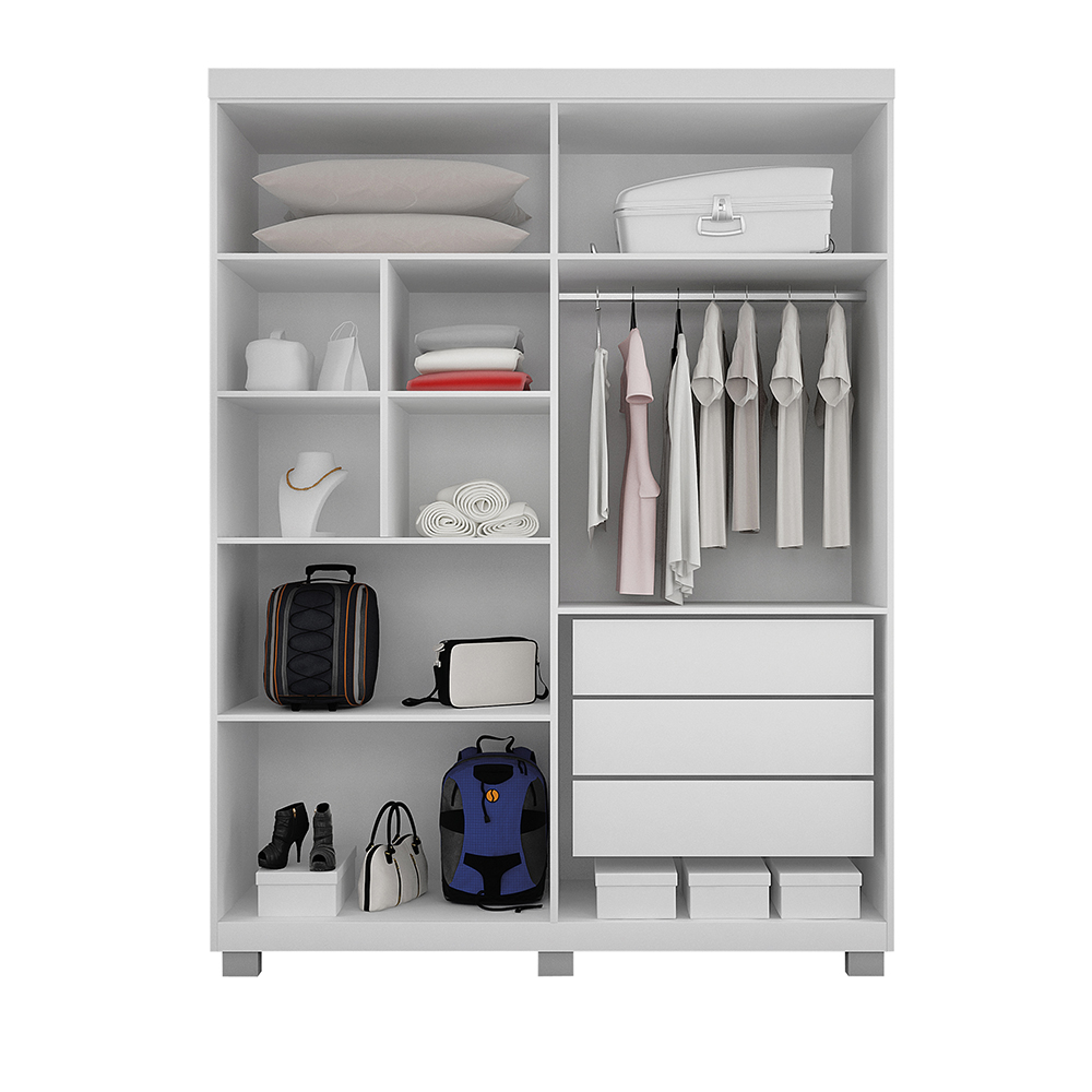 Guarda Roupa Solteiro 4 Portas 3 Gavetas Master Benetil Branco