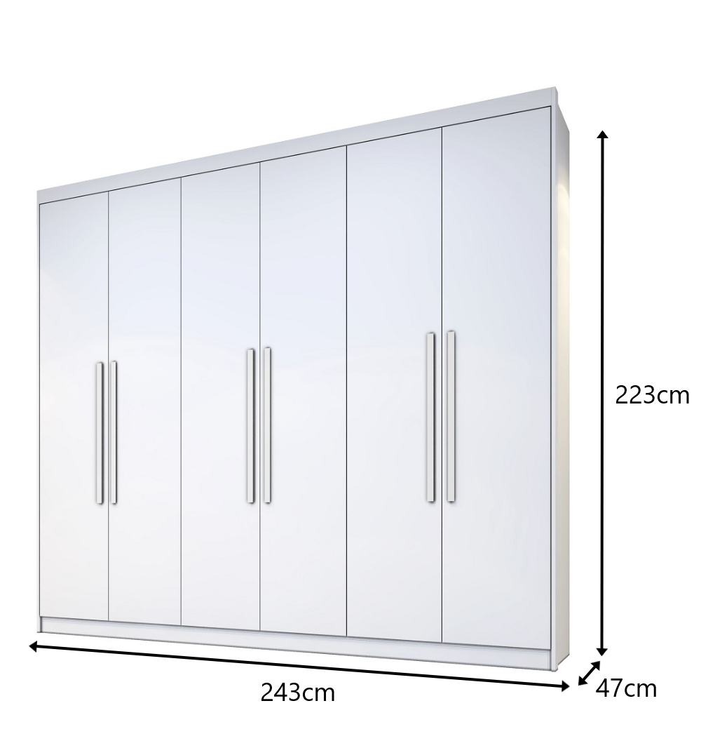 Roupeiro Veneza 6 Portas 4 Gavetas Benetil Branco