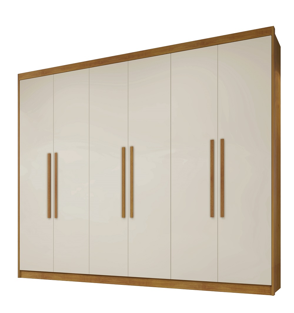Roupeiro Veneza 6 Portas 4 Gavetas Benetil Cinamomo/Off White