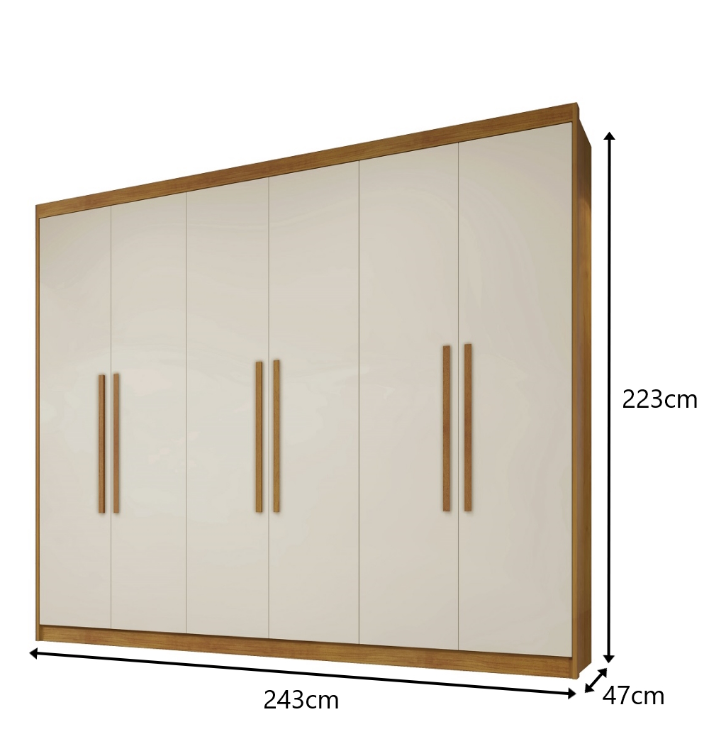 Roupeiro Veneza 6 Portas 4 Gavetas Benetil Cinamomo/Off White