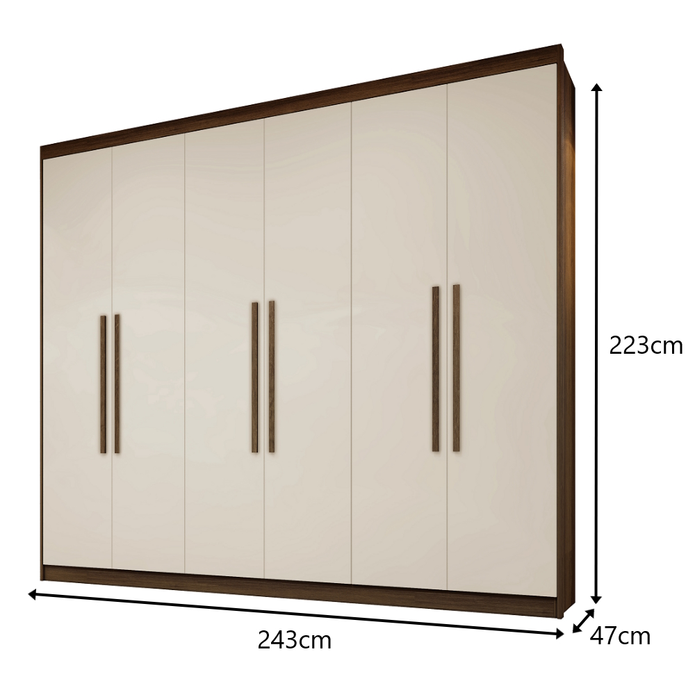 Roupeiro Veneza 6 Portas 4 Gavetas Benetil Imbuia/Off White